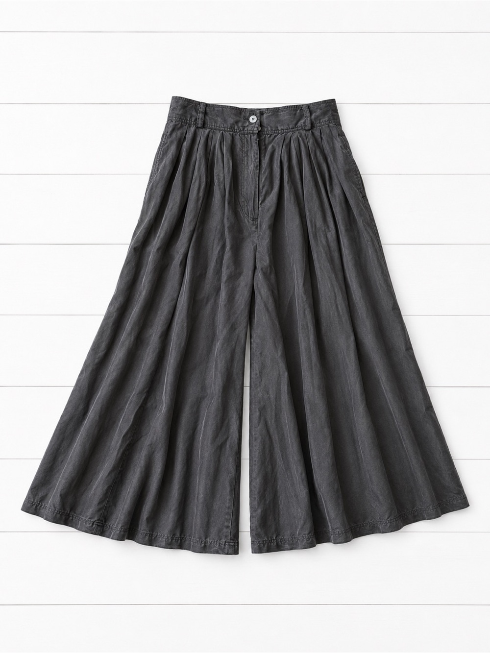 Vintage Casual Corner 100% Silk Wide Leg Pants | Size M | Black - Picture 3 of 5